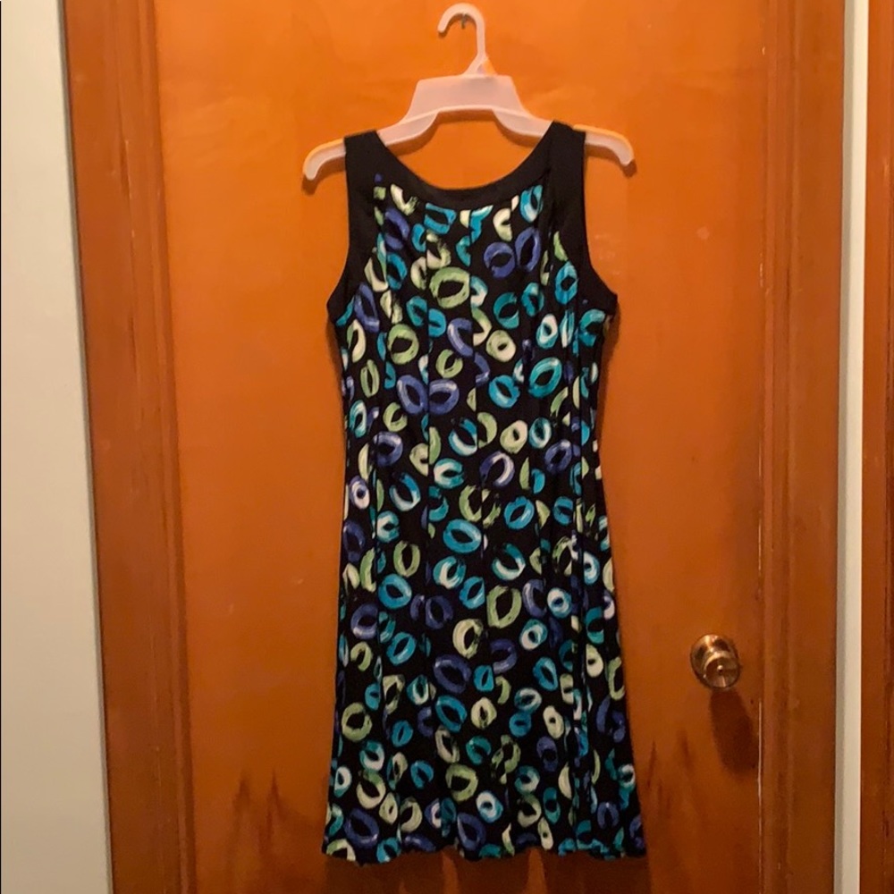 Blue and green knee length dress